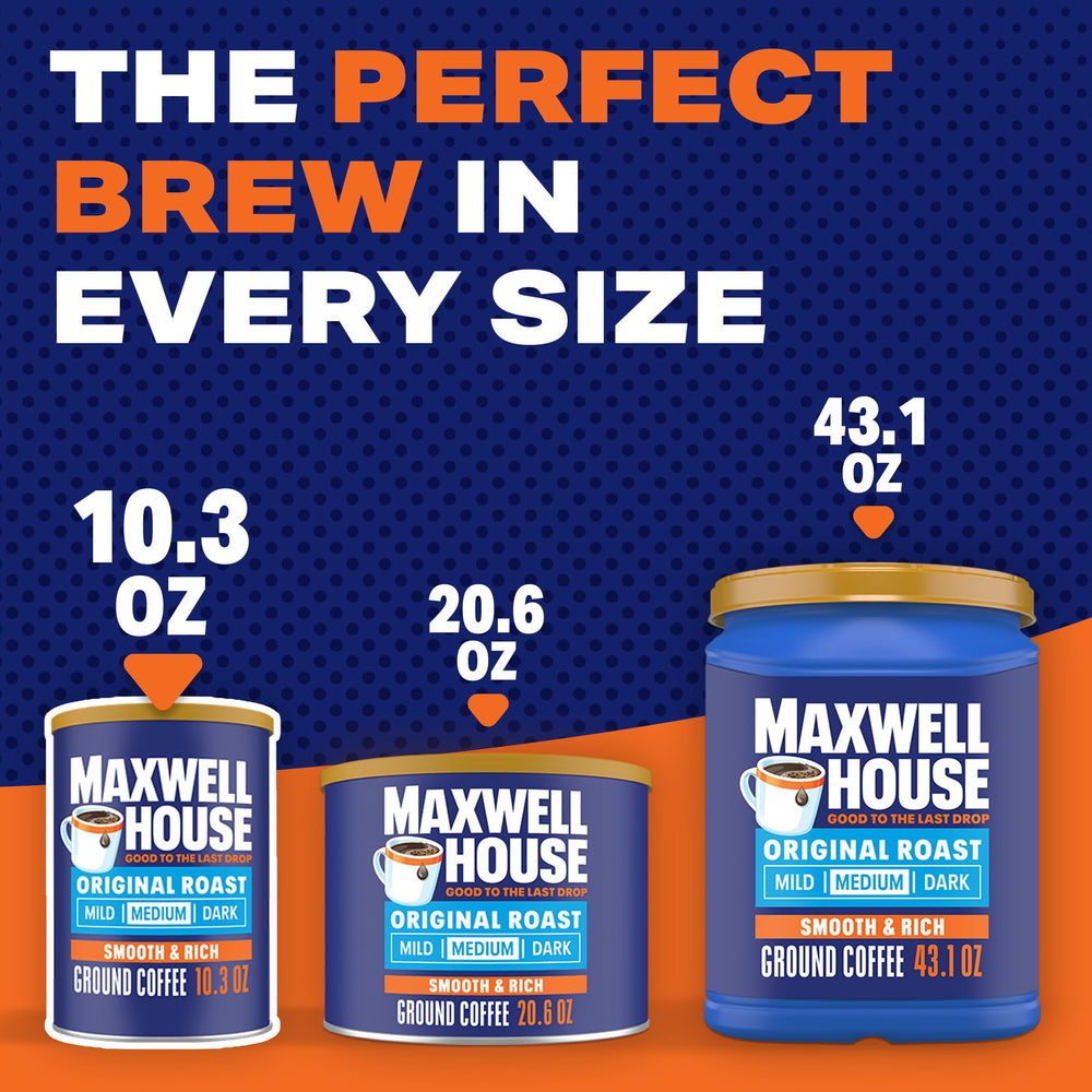 Maxwell House Original Roast label on canister identifying the flavor