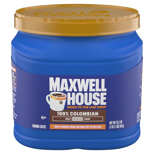Maxwell House roasted coffee beans closeup for fresh flavor.