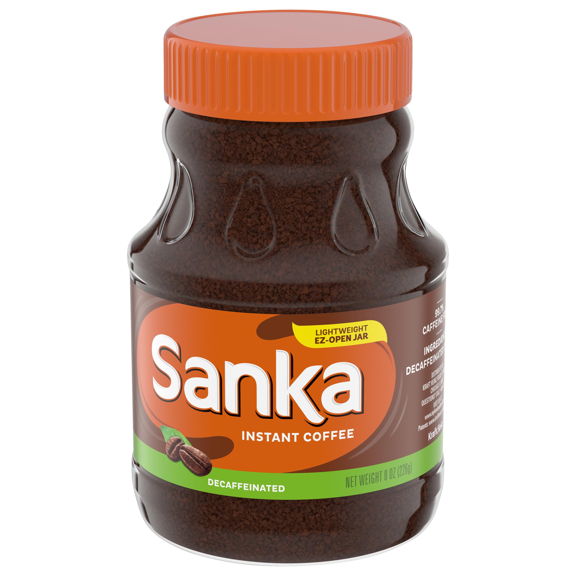 Stirring Sanka decaf into hot water for a quick cup.