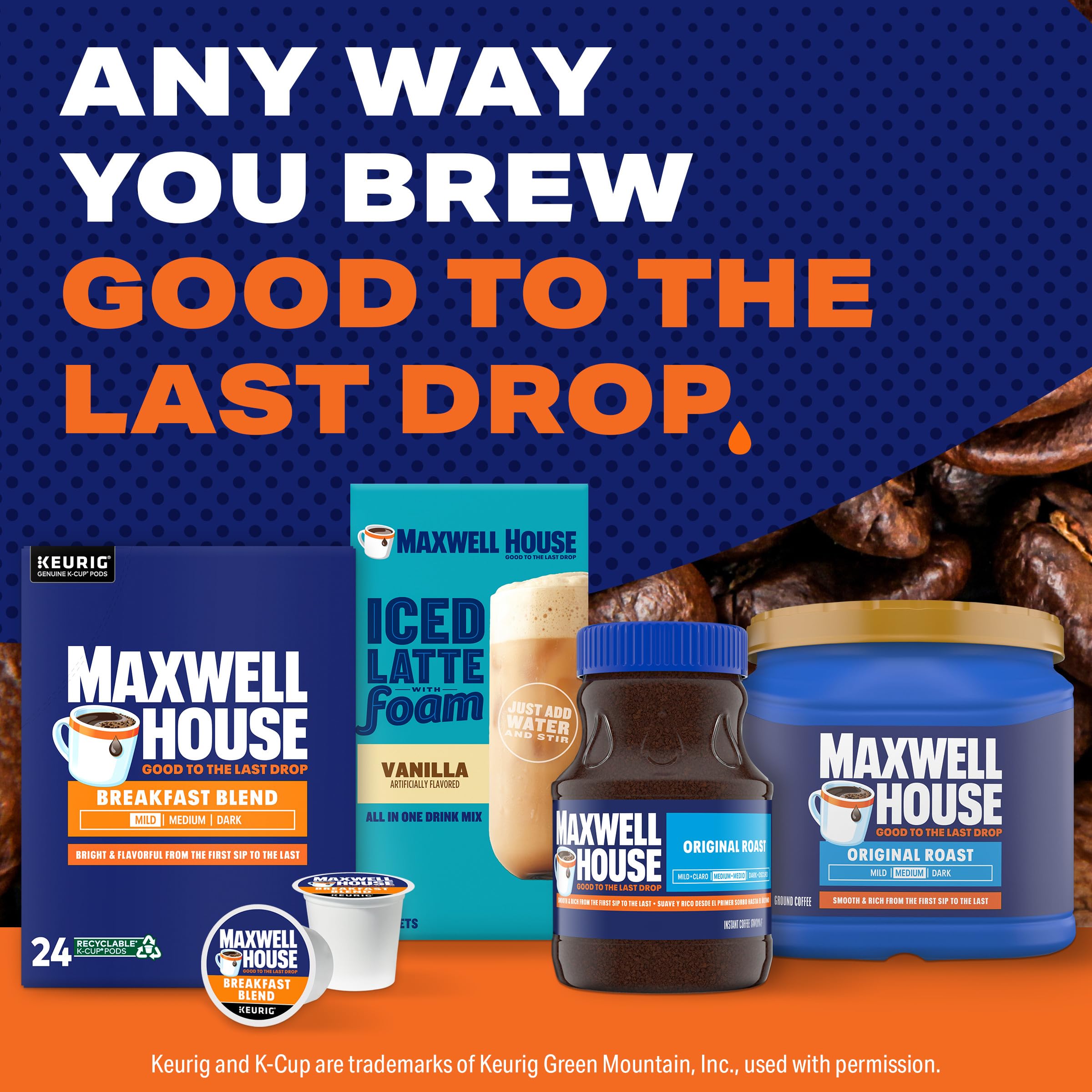 Signature Maxwell House taste in a light roast K-Cup pod.