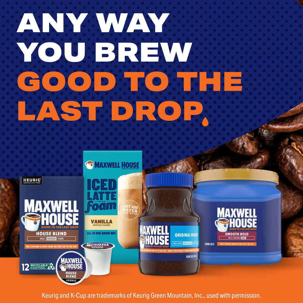 Brewing Maxwell House Smooth Bold Dark Roast yields a confident cup.