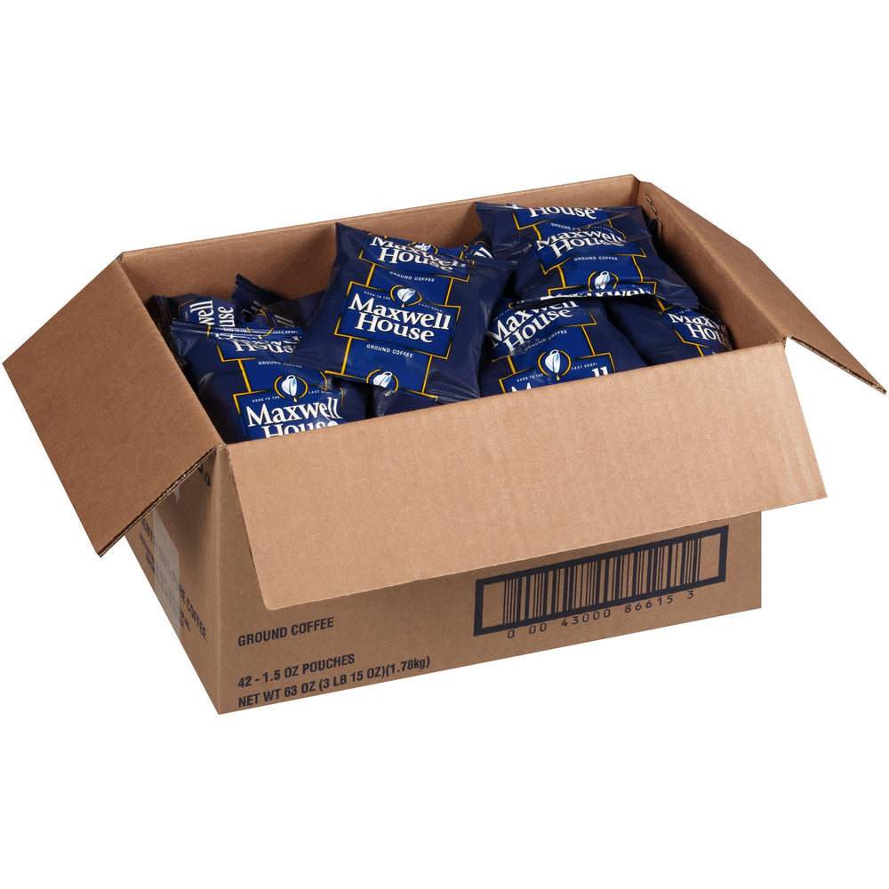 Maxwell House steaming cup reveals smooth aroma.