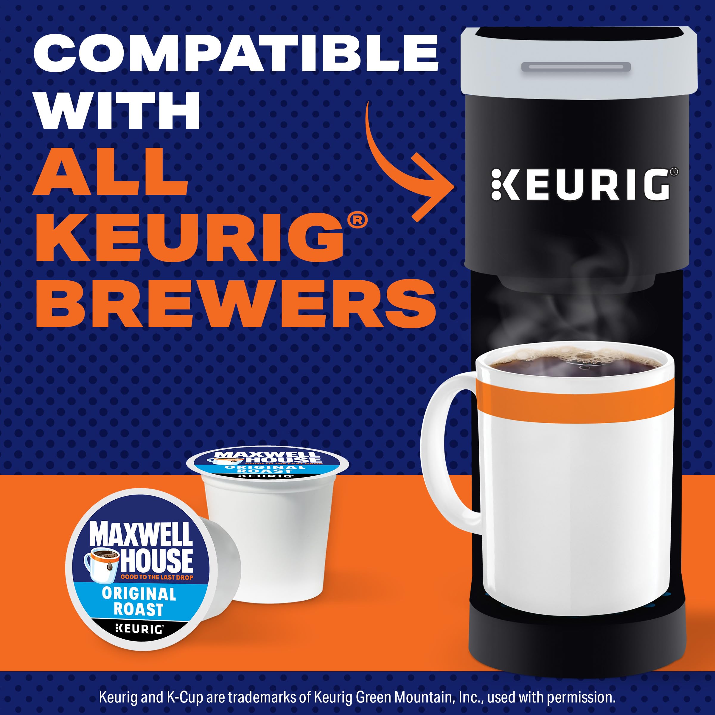 Maxwell House steaming cup conveys warmth and flavor ready now.