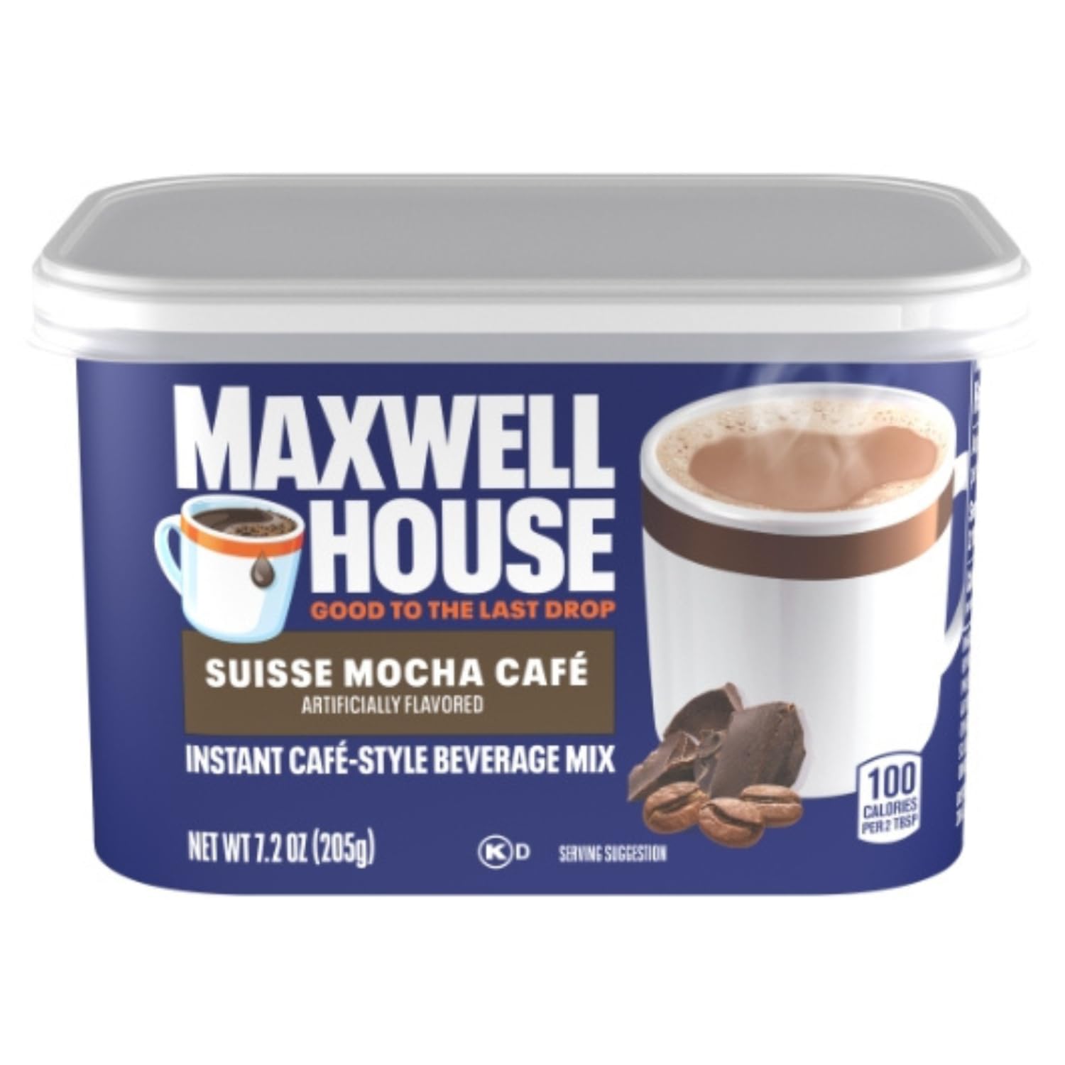 Stirring Maxwell House Suisse Mocha into milk for a creamy creamer option