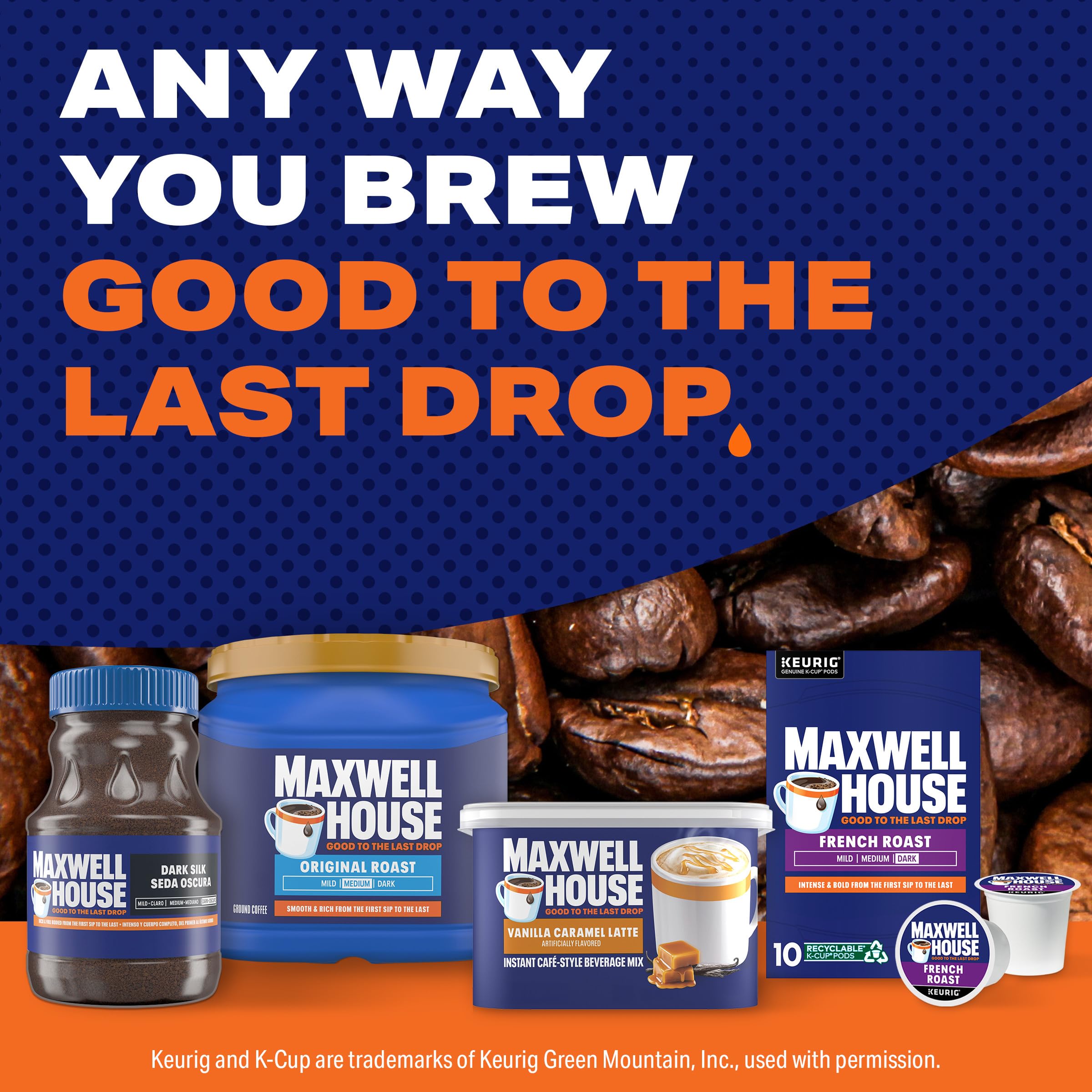 Stirring Maxwell House Vanilla Caramel Latte with hot milk for a creamier cup