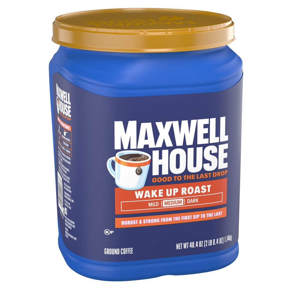 Close-up of MAXWELL HOUSE beans hints at the medium roast profile.