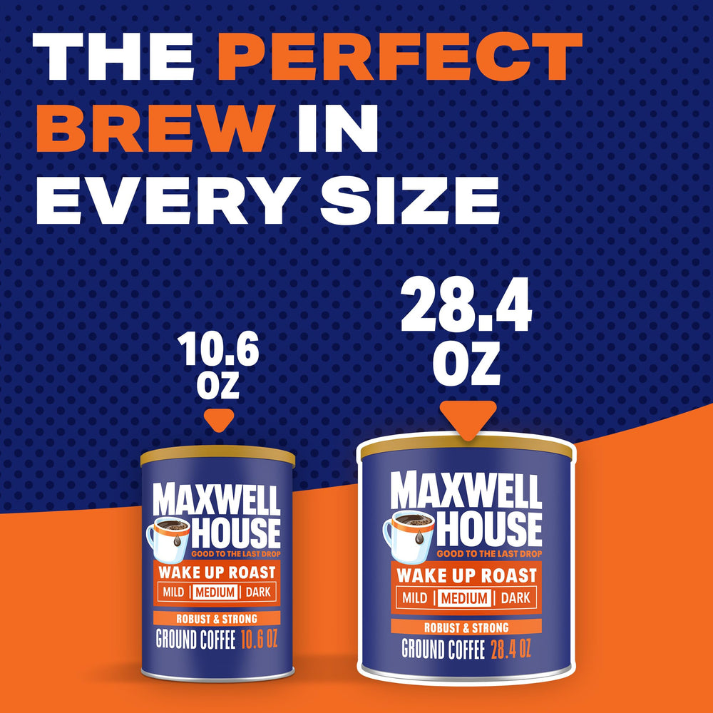 Drip coffee maker brewing Maxwell House Wake Up Roast.