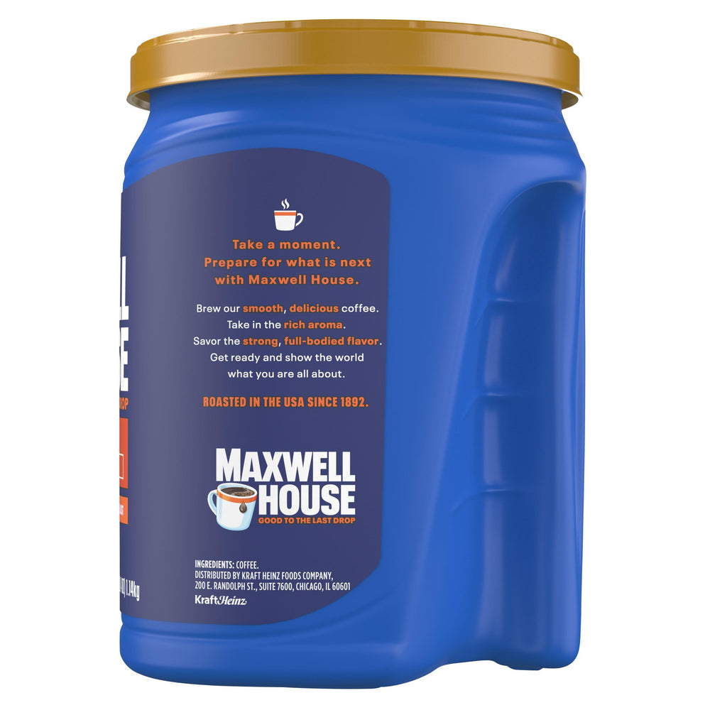 Office coffee corner with Maxwell House Wake Up Roast fuels afternoons.