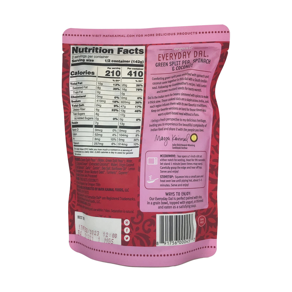 Maya Kaimal dal packaging open, easy to measure and prep.