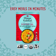 Maya Kaimal microwavable ready-to-eat dal pack for quick meals.