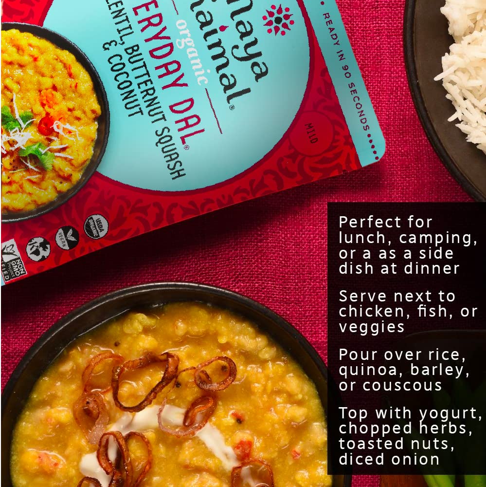 Maya Kaimal vegan-friendly dal label highlighting plant-based protein.