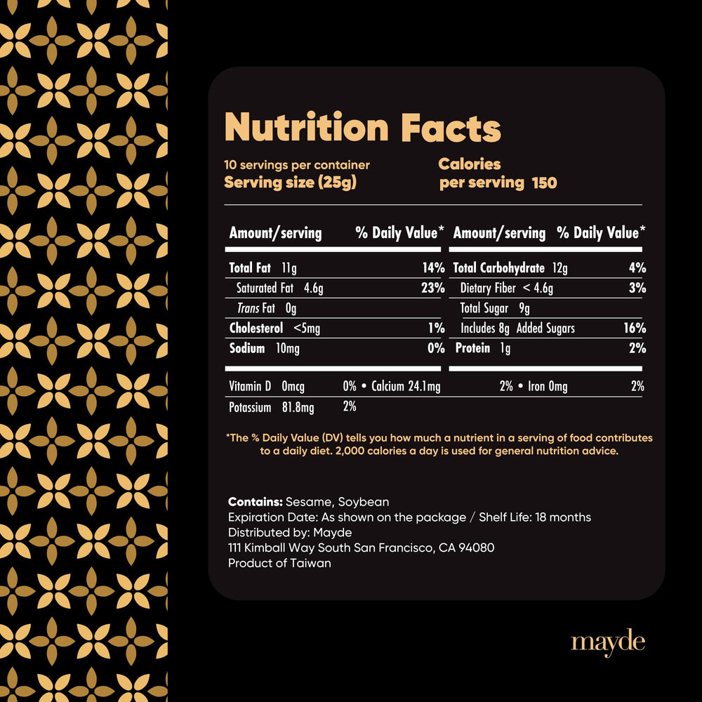 Mayde black sesame paste spread on toasted bread for fuller flavor.