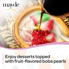 Mayde boba pearls dessert topping on a plate for treats