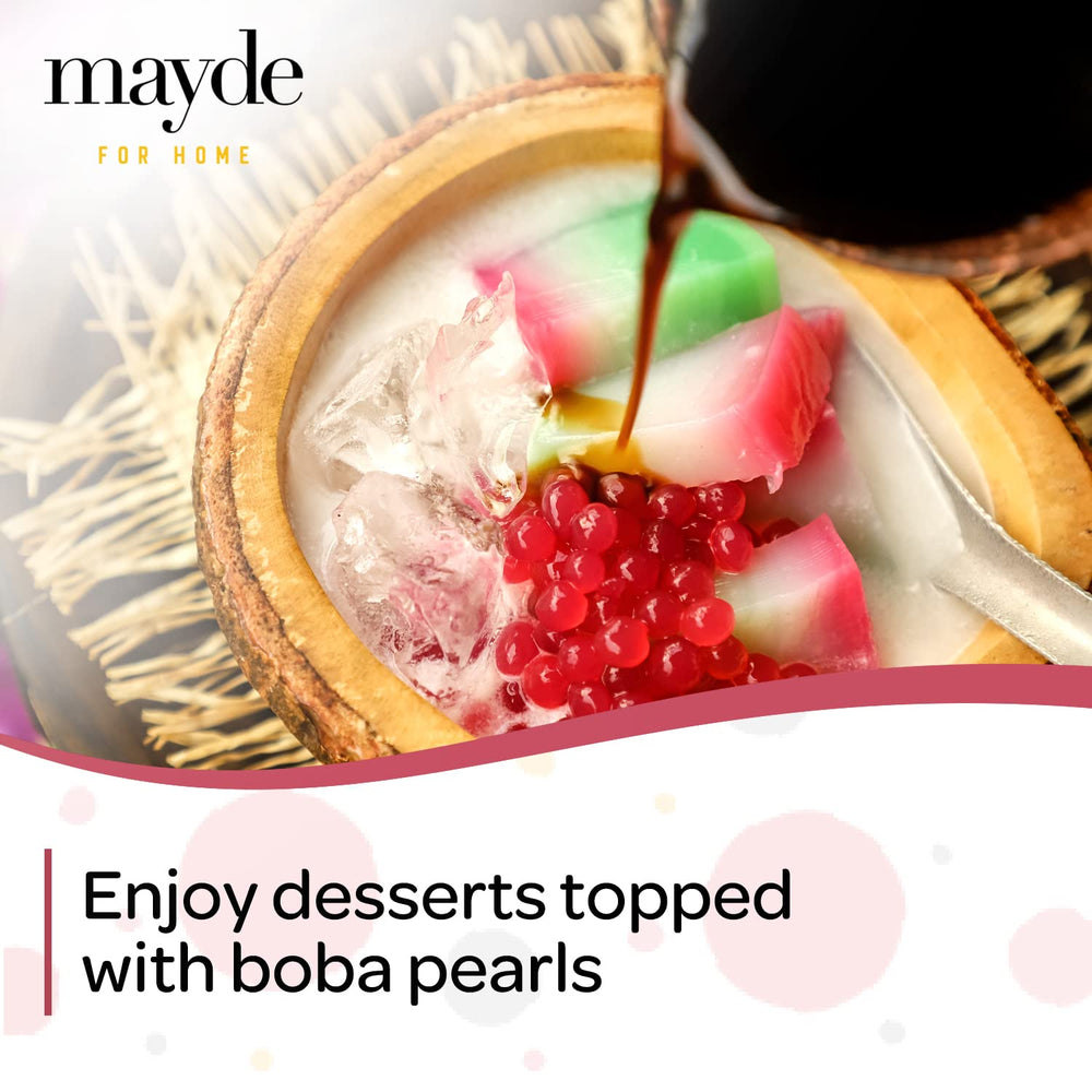 Mayde boba pearls dessert toppings: great on ice cream, yogurt, and bowls.
