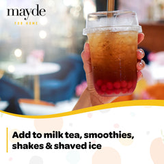 Mayde Bursting Boba Pearls mango flavor adds tropical brightness to bubble tea.