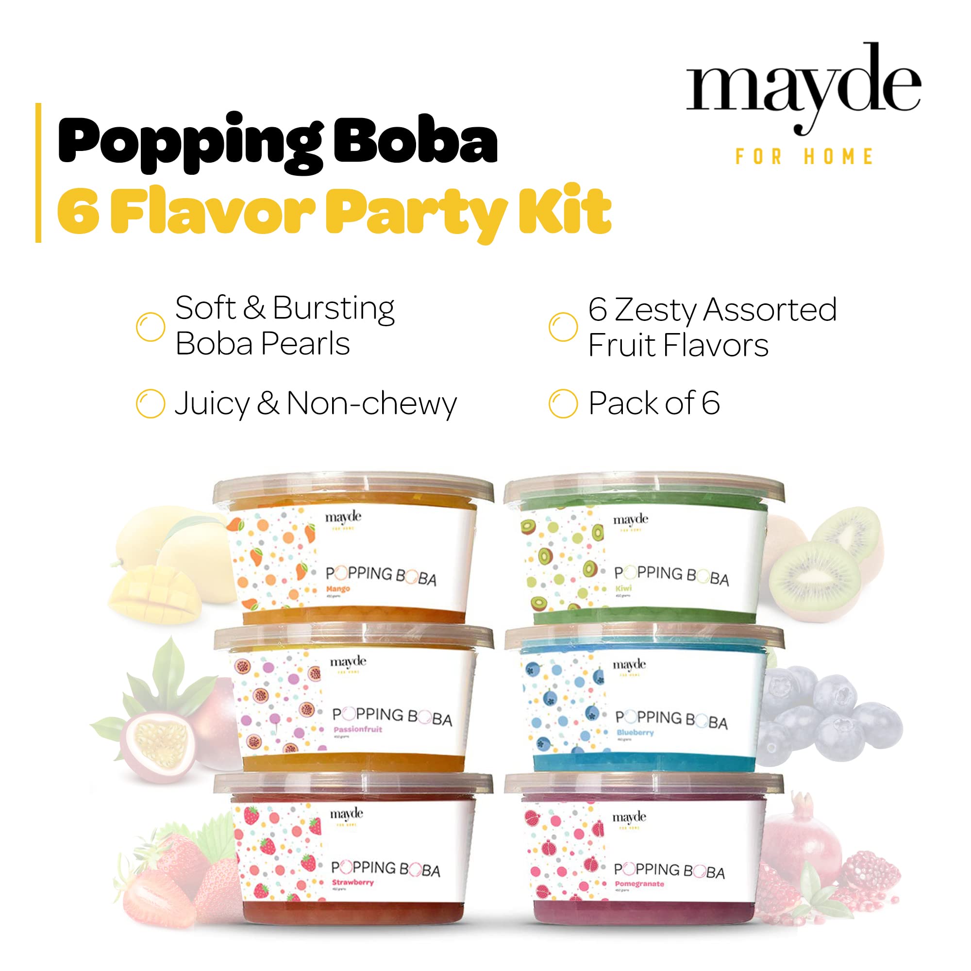 Mayde Bursting Boba Pearls strawberry flavor boosts tea and desserts.