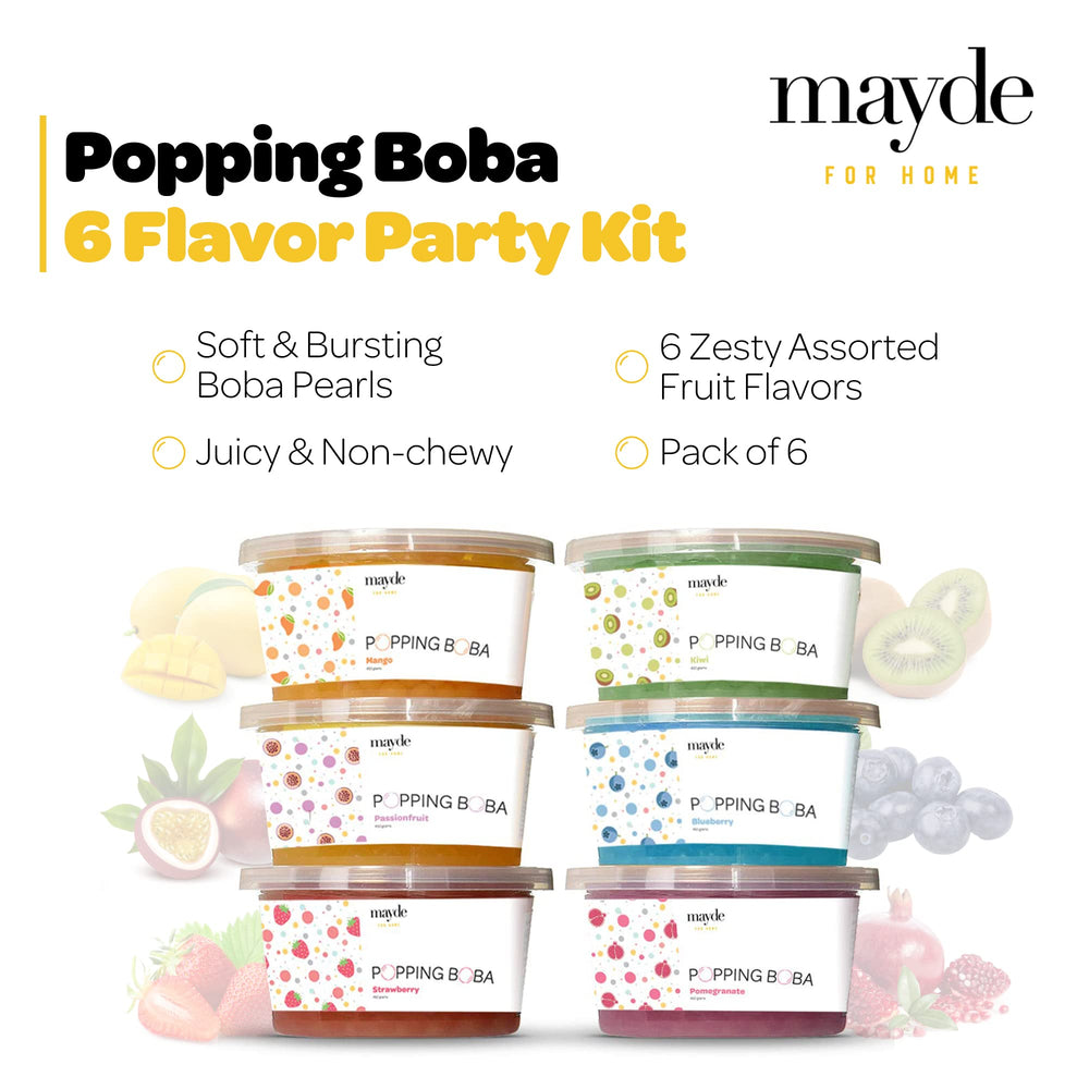 Mayde Bursting Boba Pearls strawberry flavor boosts tea and desserts.