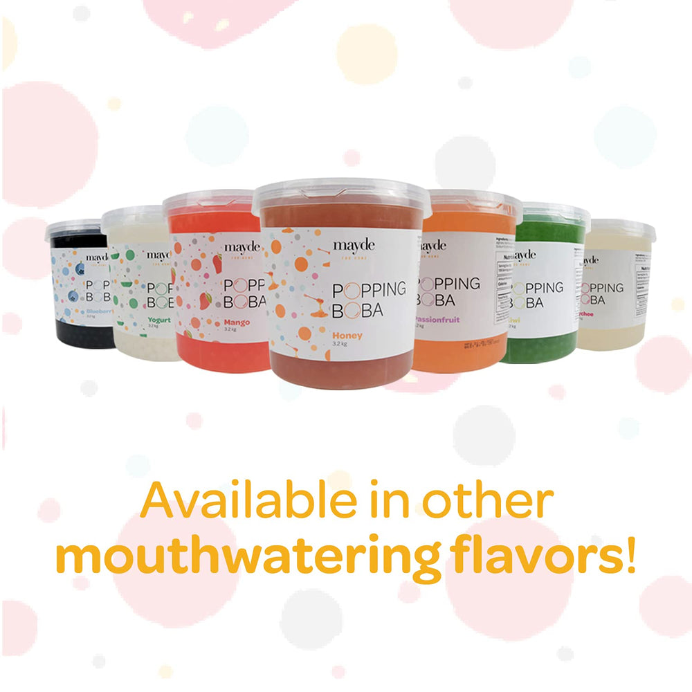 Mayde fruit-filled pearls splash: vibrant strawberry flavor for breakfast bowls.