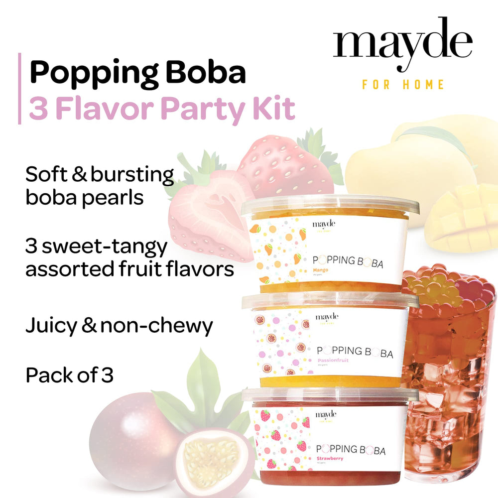 Mayde popping boba pearls mango jar ready for tropical bubble tea