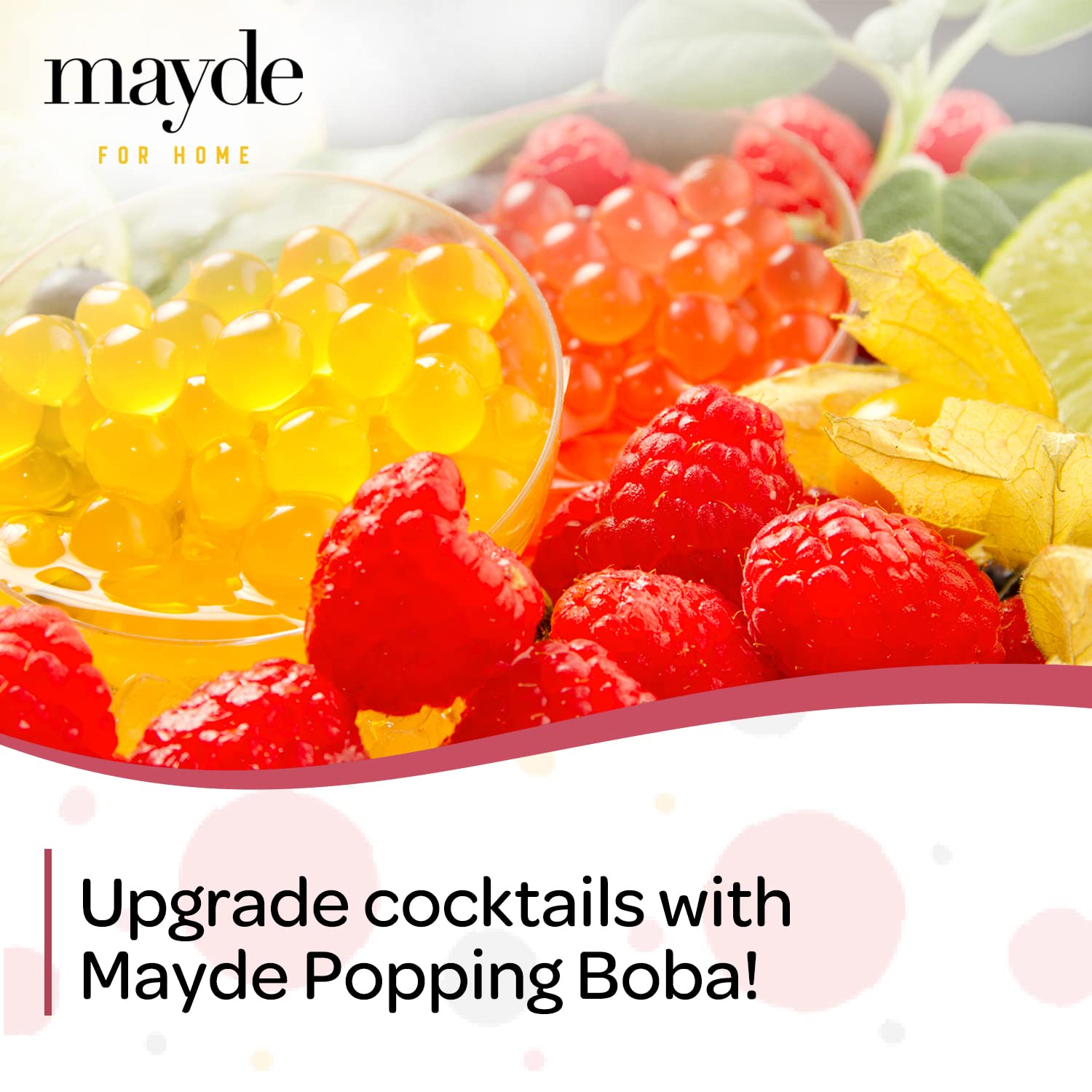 Mayde soft non-chewy boba pearls texture close-up for easy chewing.