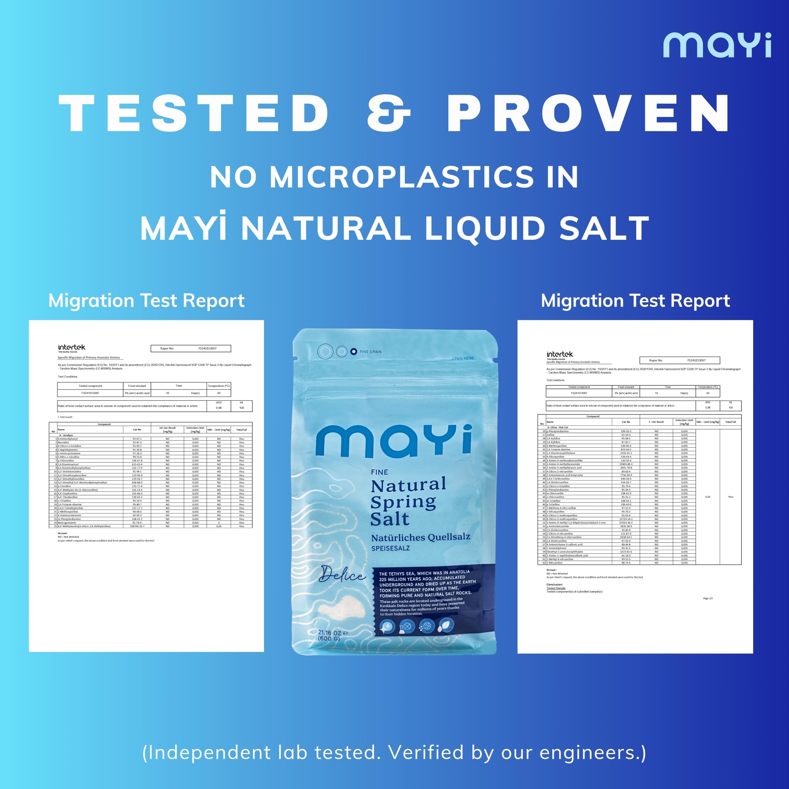 Mayi Tuz chemical-free lead-free non-GMO salt signals sustainable clean eating.