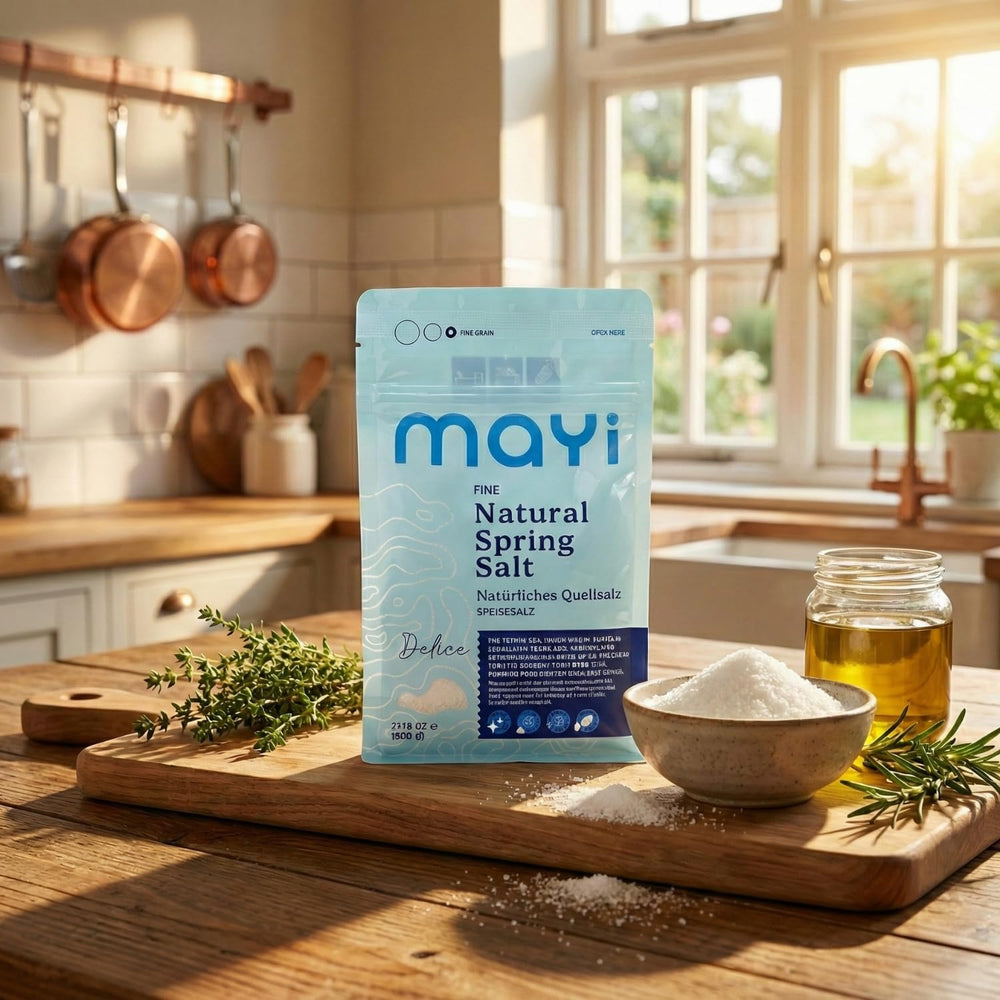 Mayi Tuz eco-friendly packaging salt demonstrates a sustainable kitchen choice.