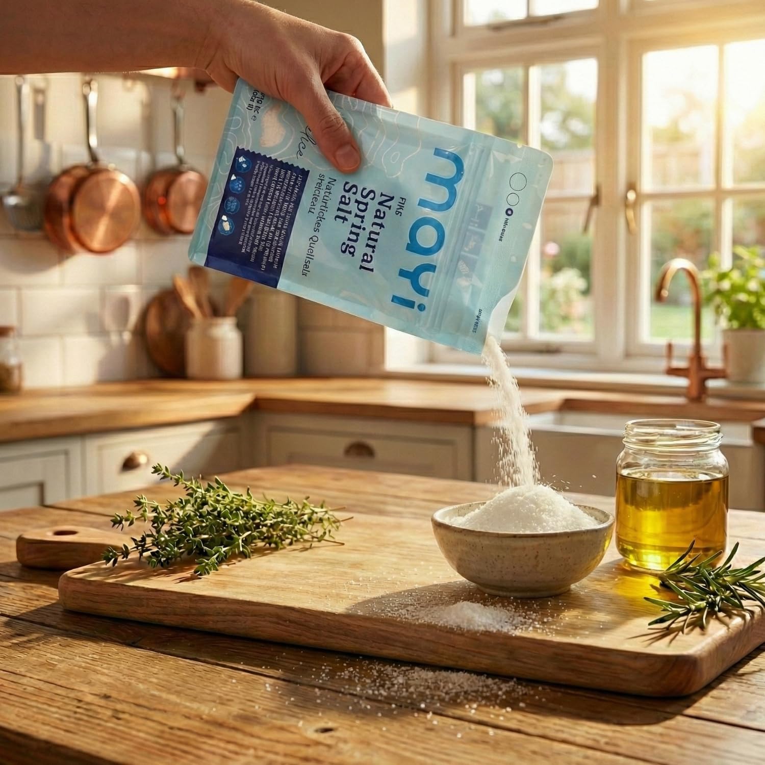 Mayi Tuz fine-ground salt for quick-dissolving in dressings and soups.
