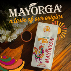 Mayorga Buenos Días 2lb bag preserves freshness for home grinding.