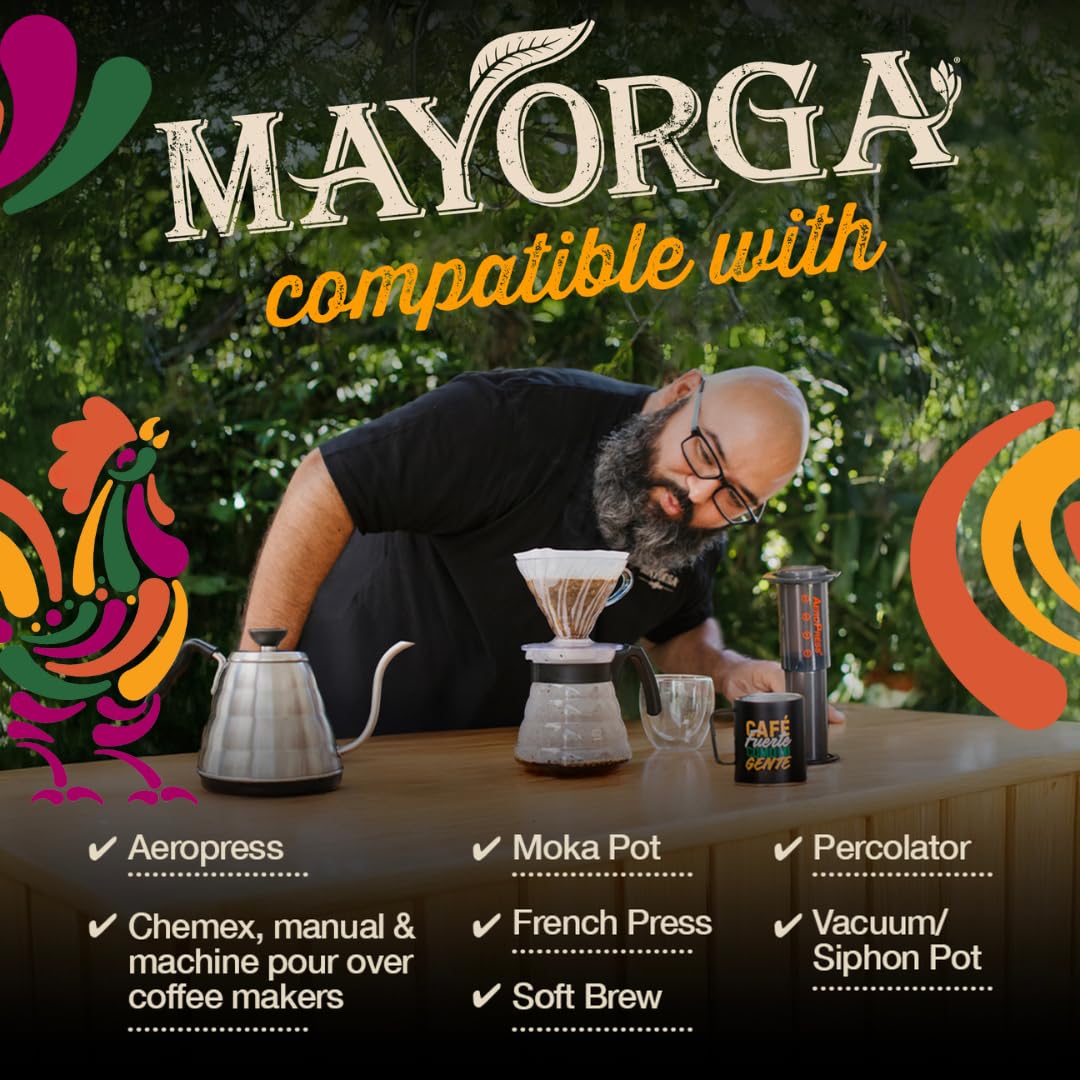 Mayorga Buenos Días small-batch roast from Rockville ensures consistent quality.