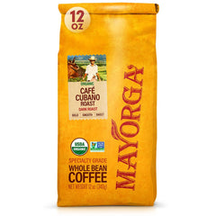 Mayorga Cafe Cubano Roast bag of 100% organic Arabica beans for bold mornings.