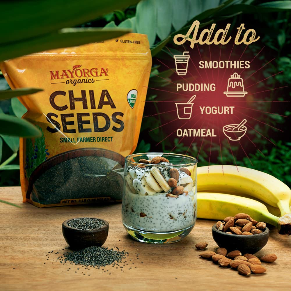 Mayorga chia seeds create pudding, muffins, and healthy toppings.