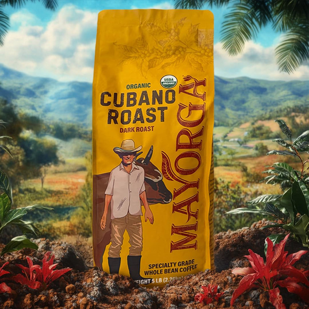 Mayorga Cubano Roast 5 lb bag on shelf signals value and quality