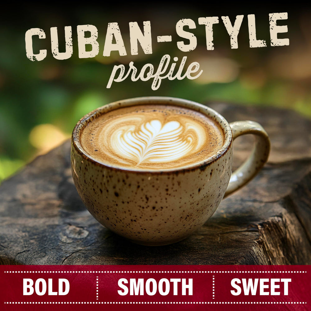 Mayorga Cubano Roast brewed coffee cup showcases smooth, low-acidity flavor