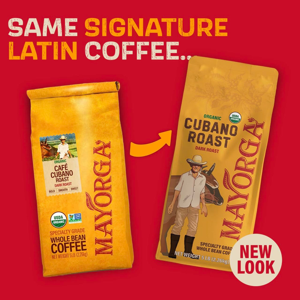 Mayorga Cubano Roast organic certifications visible on label