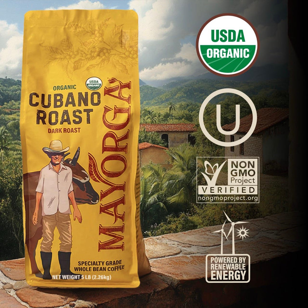Mayorga Cubano Roast sustainable farming visuals emphasize ethical sourcing