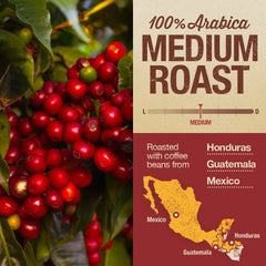 Fresh cup of Mayorga Mayan Blend with rich aroma and low acidity.