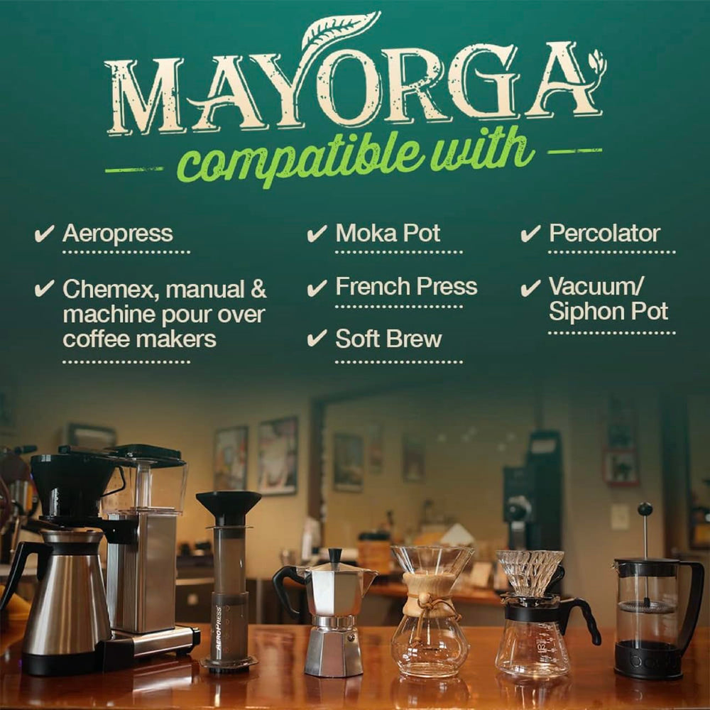 Mayorga organic coffee origin Mexico Honduras Guatemala emphasizes sustainable farming.