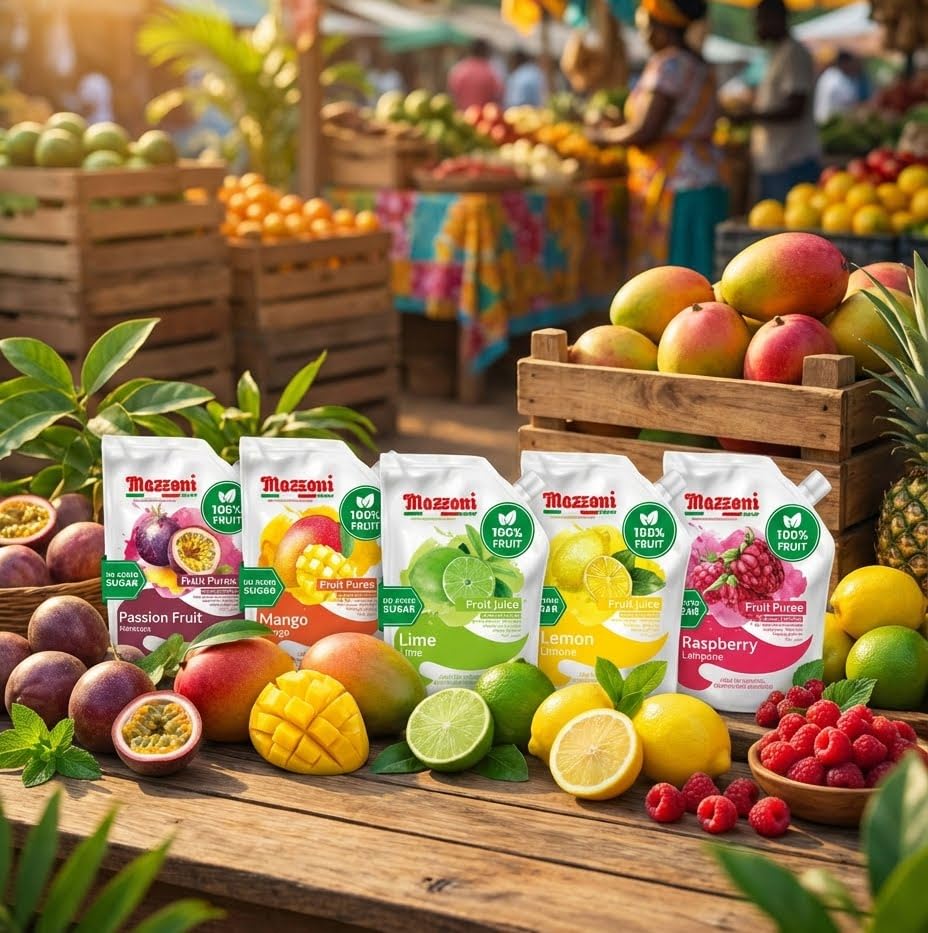 Mazzoni puree mixes easily into smoothies and desserts.