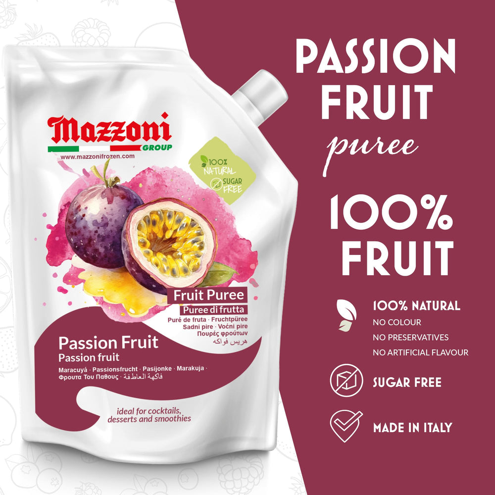 Mazzoni Passion Fruit Puree pour ideal for fast cocktails.