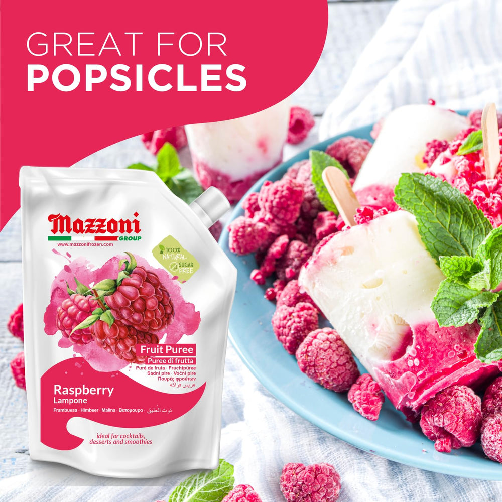 Mazzoni Raspberry Puree made in Italy, premium fruit quality.