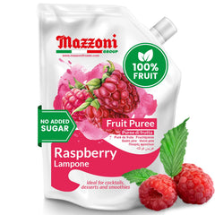 Mazzoni Raspberry Puree pouch front view, versatile base for smoothies.