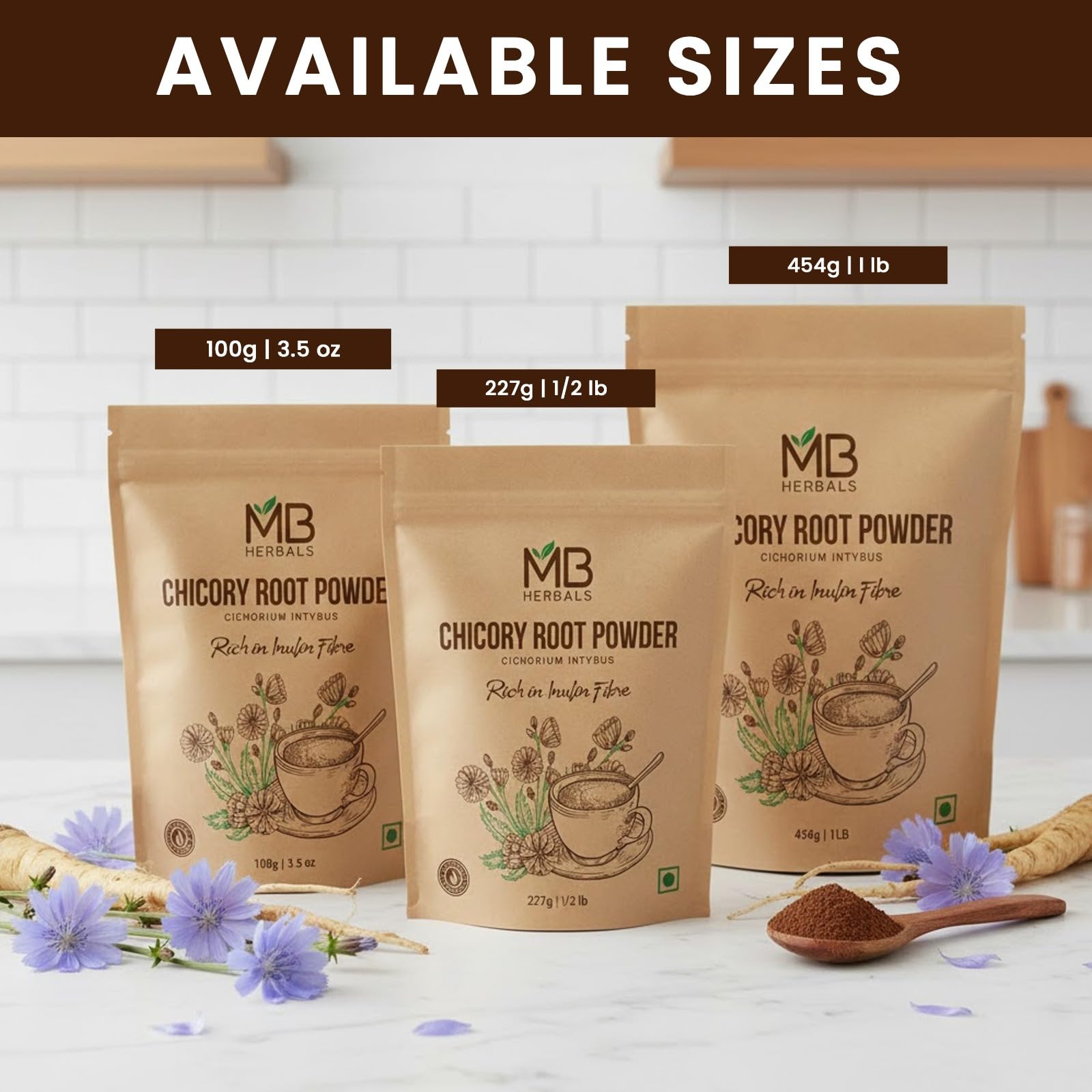MB Herbals 227g pack shown for convenient pantry storage