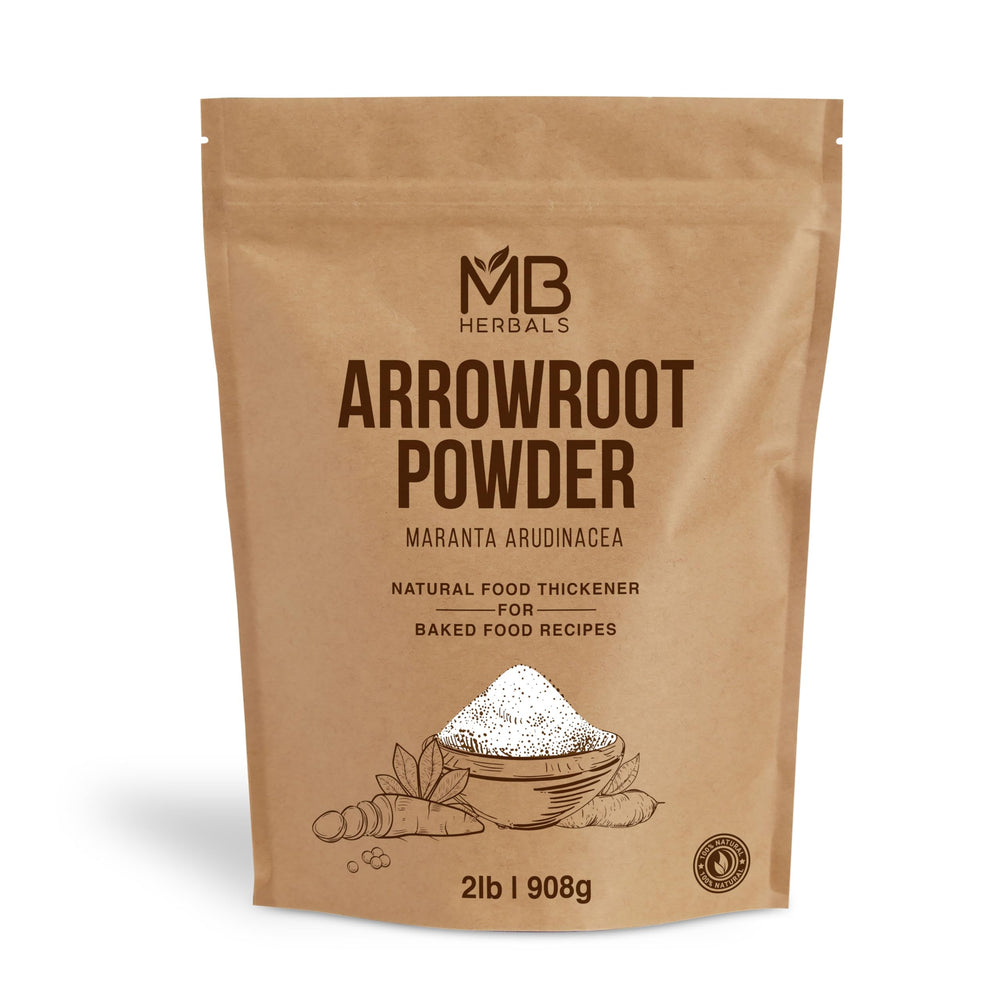 MB Herbals Arrowroot Flour 2lb pack for gluten-free thickening in sauces and gravies.