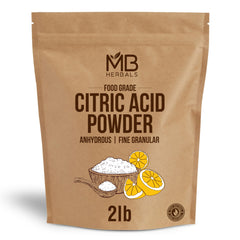 MB Herbals Citric Acid Powder 2 lb pack, ready to dissolve for tartness and preservation.