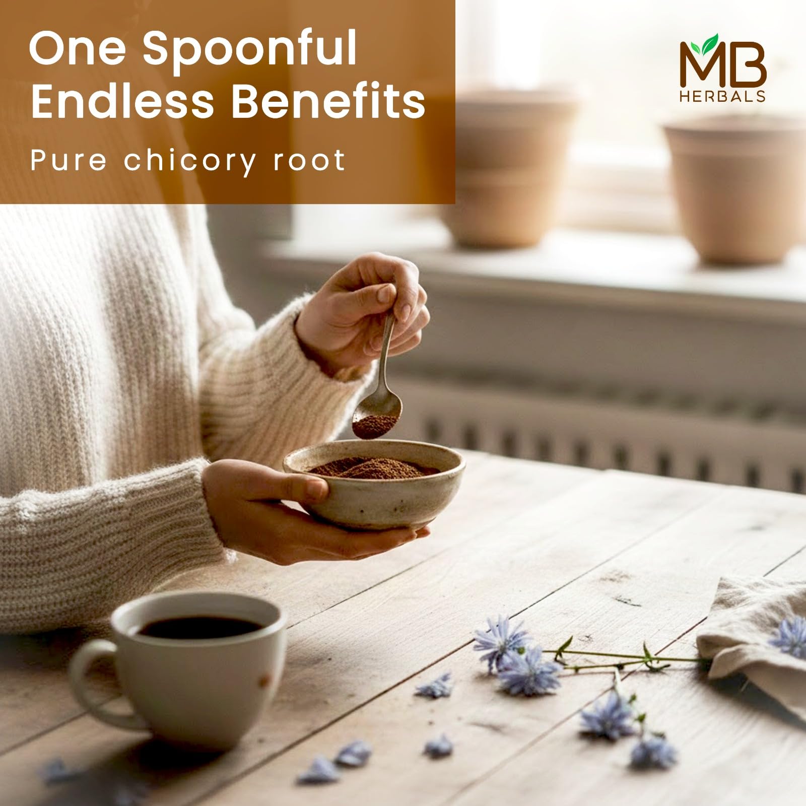 MB Herbals Gluten-free Chicory Powder offers gluten-free beverage options