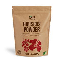 MB Herbals Hibiscus Powder packaging shown for easy storage and use
