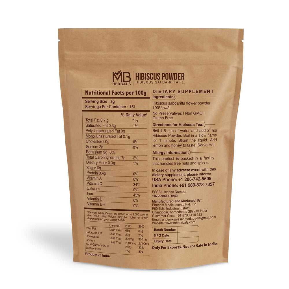 MB Herbals Hibiscus Powder scoop for easy dosing in beverages