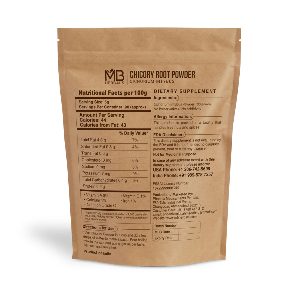 MB Herbals Roasted Chicory Powder granules with rich aroma for coffee substitute