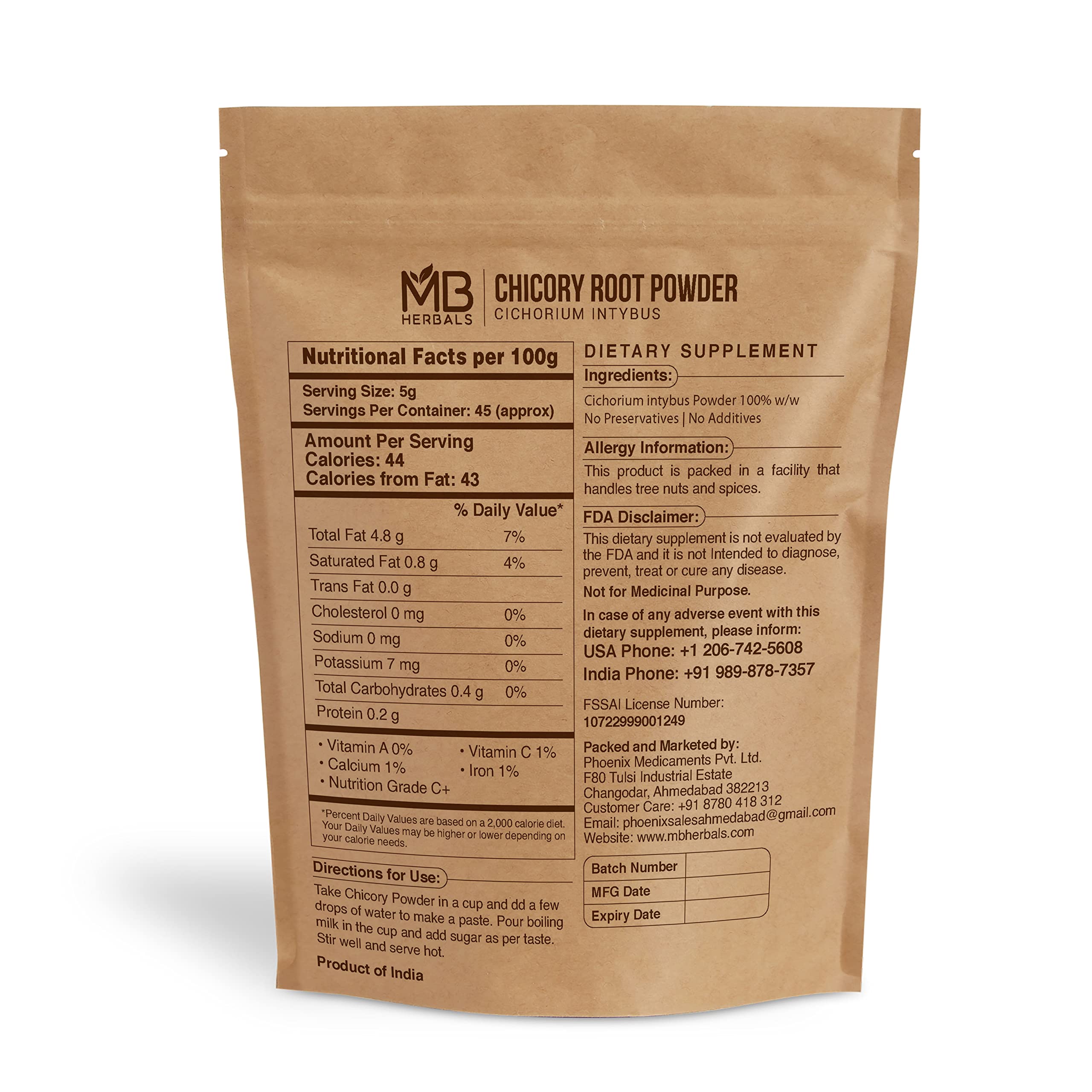 MB Herbals roasted chicory roots highlight natural roasting aroma