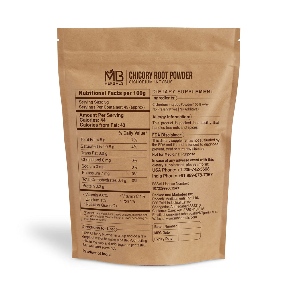 MB Herbals roasted chicory roots highlight natural roasting aroma
